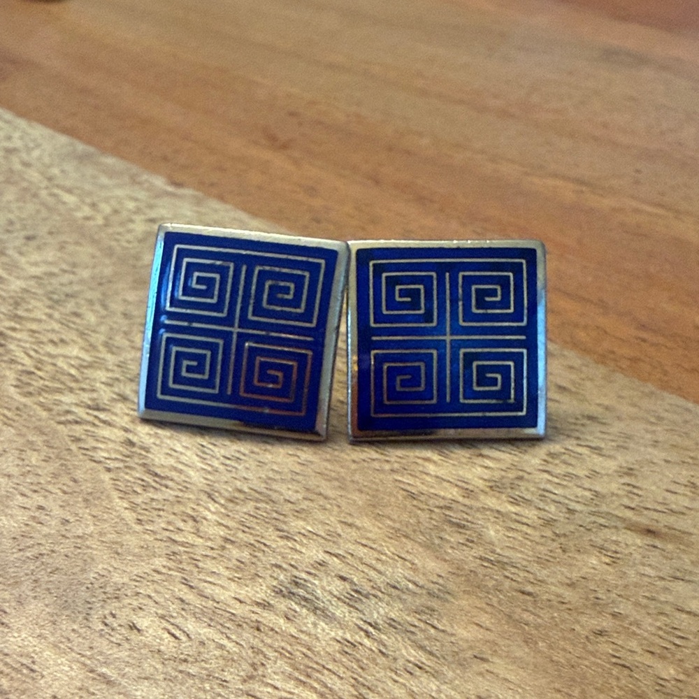 Blue and Silver Geometric Cufflinks